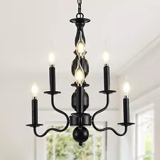 SYTPPLAN Black Chandelier, 6-Light Farmhouse Chandelier for Dining Room Light...