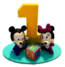 Vintage Disney Toddler Mickey Minnie Mouse 1 Year Birthday Cake Topper DecoPac