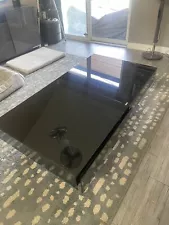 Modern Black Glass And Mirror Coffee Table