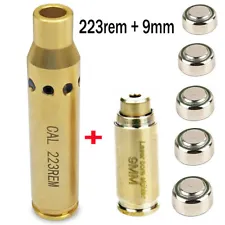 Sight Laser BoreSighter 223REM + 9MM Cal Red Laser Brass Chamber Kit for Handgun