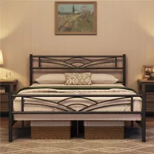 Twin/Full/Queen Metal Bed frames with Headboard Platform Bed for Home Bedroom