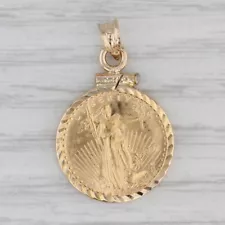 1992 1/10ozt 5 Dollar American Eagle Liberty Coin Pendant 14k 22k Yellow Gold