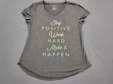 Apt 9 Shirt Womens M Short Sleeve V Neck Stay Positive Work Hard Make It Happen