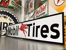 Antique Vintage Old Style Mobil Tires Sign! Mobil Oil & Gas