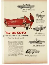 1957 DeSoto Fireflite Red White 4-door Hardtop perfect for a woman Print Ad