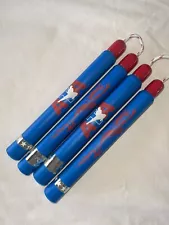 2 ATA Martial Arts Taekwondo Blue/Red 11" Padded Foam Training Combat Nunchucks