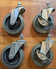 4-Piece Heavy Duty 4" 600lb Swivel Casters Wheels w 2 Brakes 1" Post BB Bearings