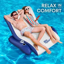 Pool Recliner Float Lounger For Adults Heavy Duty Lake Beach Floating Raft Tube