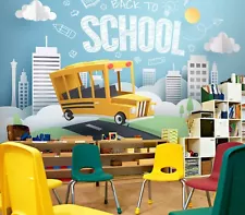 3D School Bus 1008 Wallpaper Mural Paper Wall Print Indoor Murals CA Sinsin