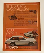 1977 Toyota Corolla Sports Carwagon Print Ad Hatchback Liftback SR-5 Wagon