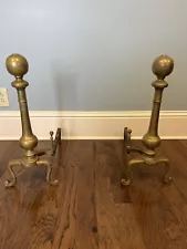 Antique Brass Ball Adirons