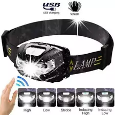 LED Head Light Torch USB Rechargeable Waterproof Headlamp Flashlight Headlight