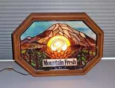 New ListingVintage Rainier Beer Sign Mountain Fresh Simulated Stained Glass Light Up Sign