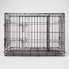 Wire Collapsible Dog Crate - L - Black - Boots & Barkley