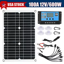 600 Watts Solar Panel Kit 100A 12V Battery Charger w/ Controller Caravan Boat RV