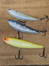 Lot of 3 Lucky Craft Sammy Topwater Lures (1) Wooden Sammy & (2) Sammy 85