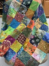 Unfinished Batik Quilt Top, Multi-Color, 36" x 45", Quilt Tops for Sale