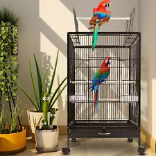 Large Bird Cage Parrot Cage Cockatiel Finch Pet Parakeet With Rolling Stand Tray