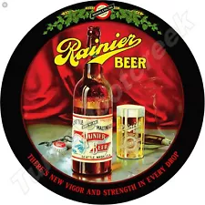 Rainier Beer 11.75" Round Metal Sign