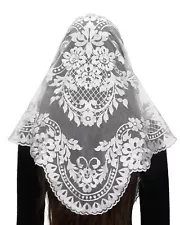 Triangle Chapel Veil -Spanish Lace Floral Mantilla Veils Wrap Shawl Mass Head...