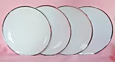 THOMAS CHINA 4 DINNER PLATES 9" 'MEDALLION' THICK PLATINUM BAND ( 8 FOR SALE )