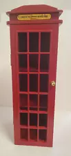 LONDON TELEPHONE BOOTH Storage Cabinet 19"x6.5"x6.5" Solid Wood Red VTG 1970s