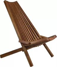 Melino Wooden Folding Chair for Outdoor - Low Profile Acacia Wood Lounge Chair