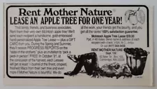 Rent Lease Adopt A McIntosh Apple Tree For A Year New Yorker Ad 1990 ~5x2.5"