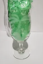 ROLF PALM TREE BEV. PITCHER ETCHED GLASS DESIGN WITH 8 (9) DRINK STEMED GLASSES