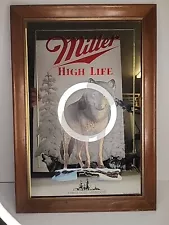 MILLER HIGH LIFE BEER WILDLIFE FRAMED MIRROR Minnesota Timberwolf Wildlife Serie