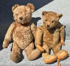 Lot of (2) Antique Steiff or Bing 18” & 19” Mohair Teddy Bears As Found Restore