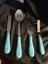 Pioneer Woman Large Utensils 4 Set Aqua