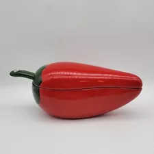 Ceramic Crofton Red Hot Chili Pepper 3 Piece Dip Server Funny Novelty Spicy Gift