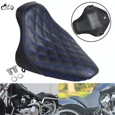 Blue Stitching Driver Solo Seat For Harley Softail Deluxe FLSTN Deuce FXSTD FXST