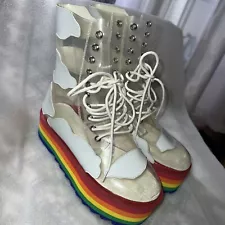 Rainbow Platform HighTop Shoes Rare Transparent Fashion Size 7 Final Days Sale