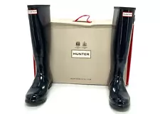 Women's Hunter Navy Gloss Tall Wellington Rain Boots - US 9