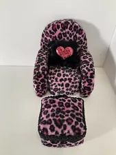 PINK CHEETAH PRINT CHAIR With Ottoman For Monster High, Barbie Or Bratz Dolls