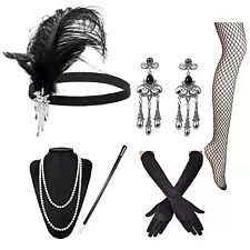 6pcs 1920s Great Gatsby Costume Accessories Set for Women Flapper Headpiece 20s