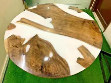 Round Walnut Wood, White Epoxy Dining Table, Round Epoxy Top, Cyber Monday Sale