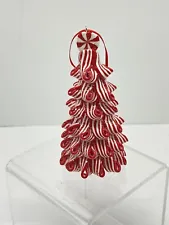 Peppermint Ribbon Candy Tree Christmas Ornament Red & White 4.5" Tall