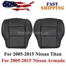 2005-2015 Driver & Passenger Bottom Seat Cover For Nissan Titan Black (2PCS)