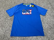 Caterpillar CAT Logo Flag T-Shirt Mens Size XL Short Sleeve Blue Crewneck