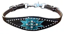 Showman Leather Wither Strap w/ Black & Teal Southwest Accent