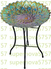 Patio Garden Backyard Decking Décor Handpainted Mosaic Flower Bird Bath