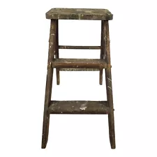 Vintage Wooden Ladder Step Stool Plant Stand Display Folding Prop Farm Primitive