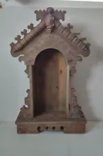 Carved Wood Shrine Chapel Niche for Statue Relic Wall Hanging 19" Tall READ