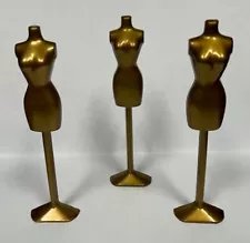 Lot of 3 Vintage 1970 Gold Mannequins Dress Forms for Topper Dawn Doll Hong Kong