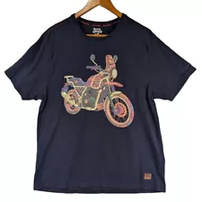 Royal Enfield T Shirt Mens XL Navy Blue Colorful Himalayan Short Sleeve Biker