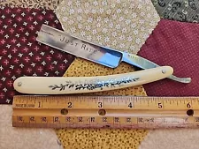 Vintage 11/16" Marshall-Wells 44 "JUST RITE" H. BOKER Inlaid Straight Razor