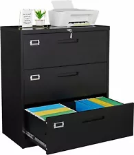 Lateral File Cabinet 3 Drawer,Metal Vertical Filing Cabinets with Lock for Legal